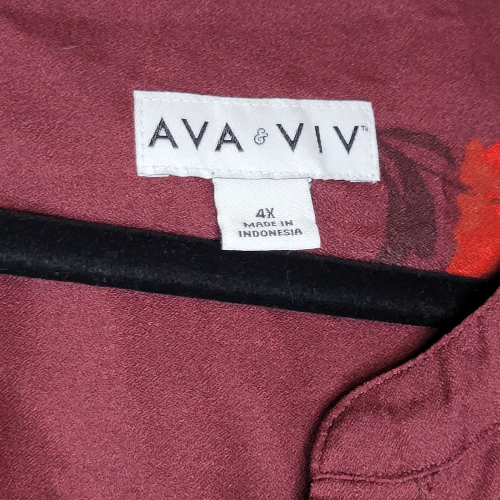 AVA-VIV Red floral blouse - Size 4X - Picture 3 of 3